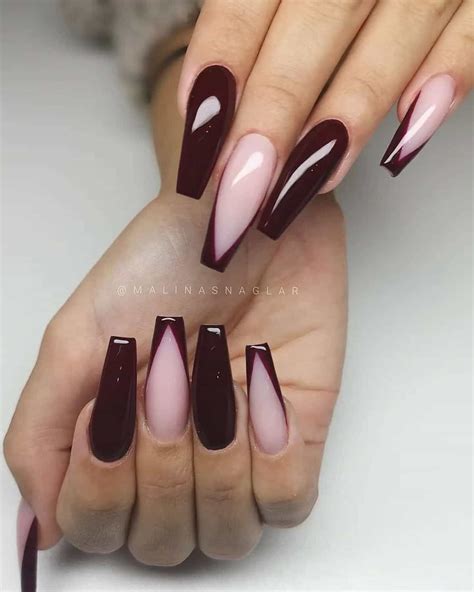 burgundy acrylic nails|trendy burgundy nails.